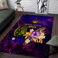 Northern Mariana Islands Area Rug Whale Hibiscus Polynesian