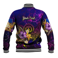 Northern Mariana Islands Baseball Jacket Whale Hibiscus Polynesian