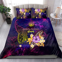 Northern Mariana Islands Bedding Set Whale Hibiscus Polynesian