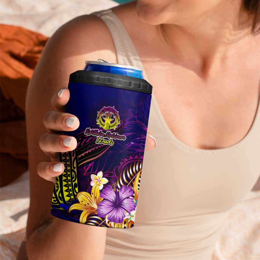Northern Mariana Islands 4 in 1 Can Cooler Tumbler Whale Hibiscus Polynesian DT02 - Polynesian Pride