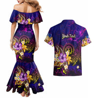 Northern Mariana Islands Couples Matching Mermaid Dress and Hawaiian Shirt Whale Hibiscus Polynesian
