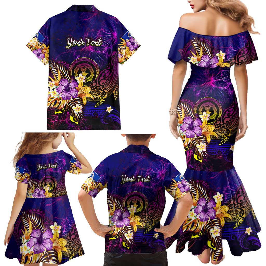 Northern Mariana Islands Family Matching Mermaid Dress and Hawaiian Shirt Whale Hibiscus Polynesian