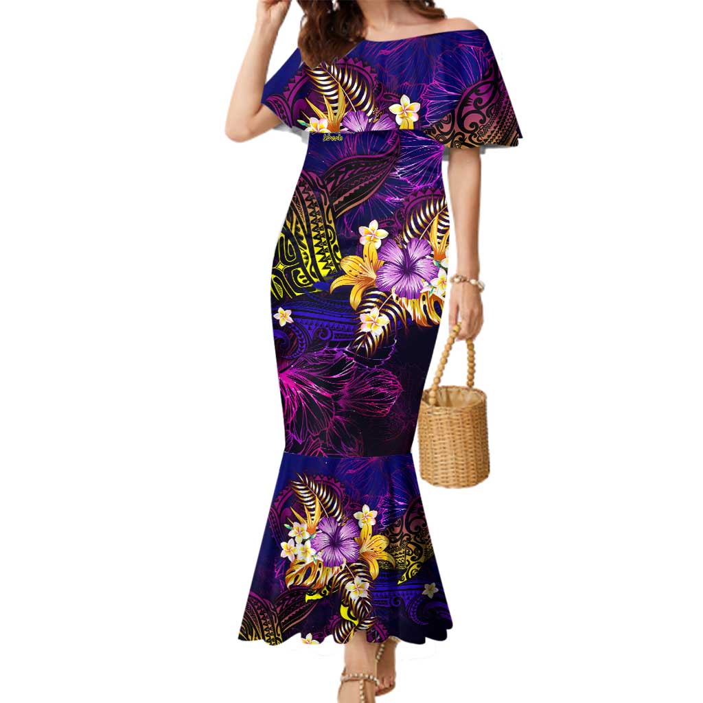 Northern Mariana Islands Family Matching Mermaid Dress and Hawaiian Shirt Whale Hibiscus Polynesian