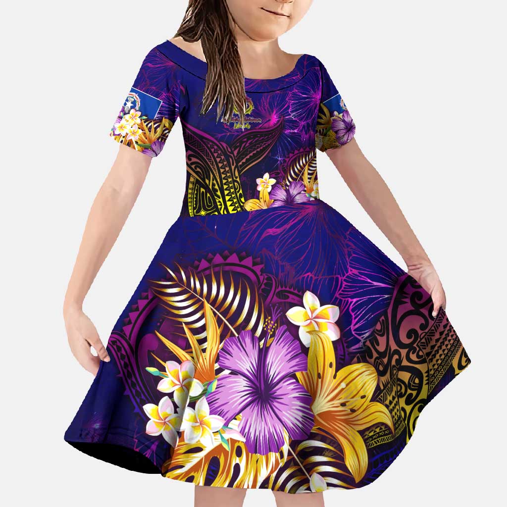Northern Mariana Islands Family Matching Summer Maxi Dress and Hawaiian Shirt Whale Hibiscus Polynesian