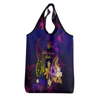 Northern Mariana Islands Grocery Bag Whale Hibiscus Polynesian