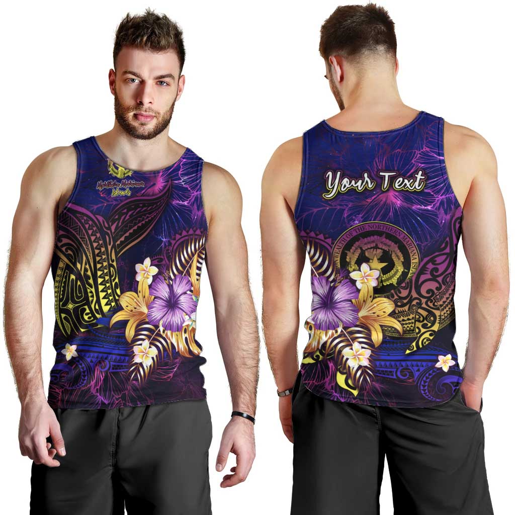 Northern Mariana Islands Men Tank Top Whale Hibiscus Polynesian