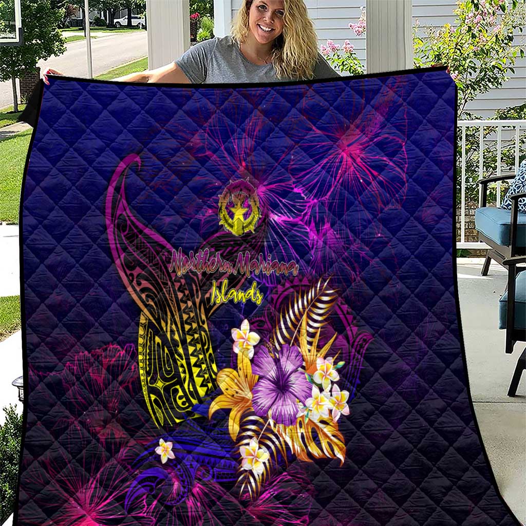 Northern Mariana Islands Quilt Whale Hibiscus Polynesian DT02 Purple - Polynesian Pride