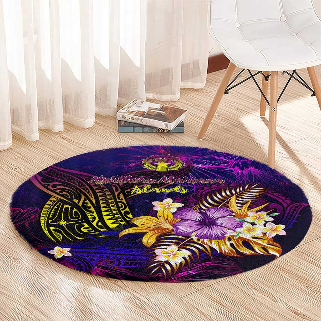 Northern Mariana Islands Round Carpet Whale Hibiscus Polynesian DT02 - Polynesian Pride
