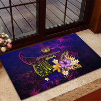 Northern Mariana Islands Rubber Doormat Whale Hibiscus Polynesian