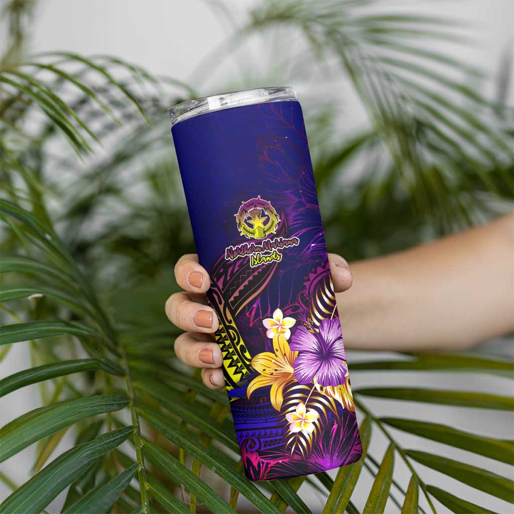 Northern Mariana Islands Skinny Tumbler Whale Hibiscus Polynesian DT02 - Polynesian Pride
