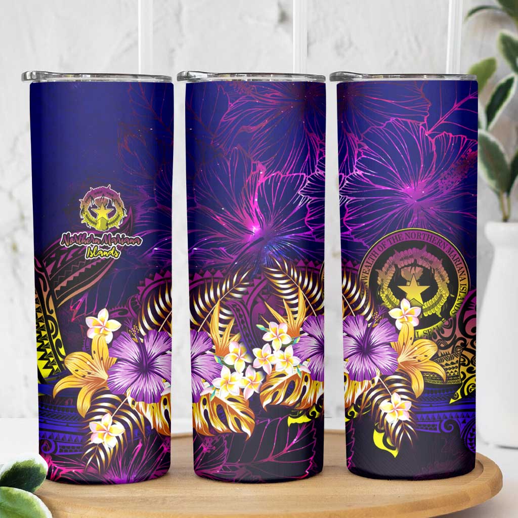 Northern Mariana Islands Skinny Tumbler Whale Hibiscus Polynesian DT02 - Polynesian Pride