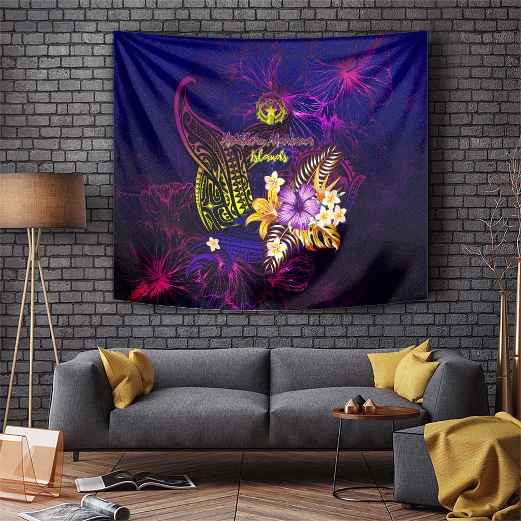 Northern Mariana Islands Tapestry Whale Hibiscus Polynesian DT02 Purple - Polynesian Pride