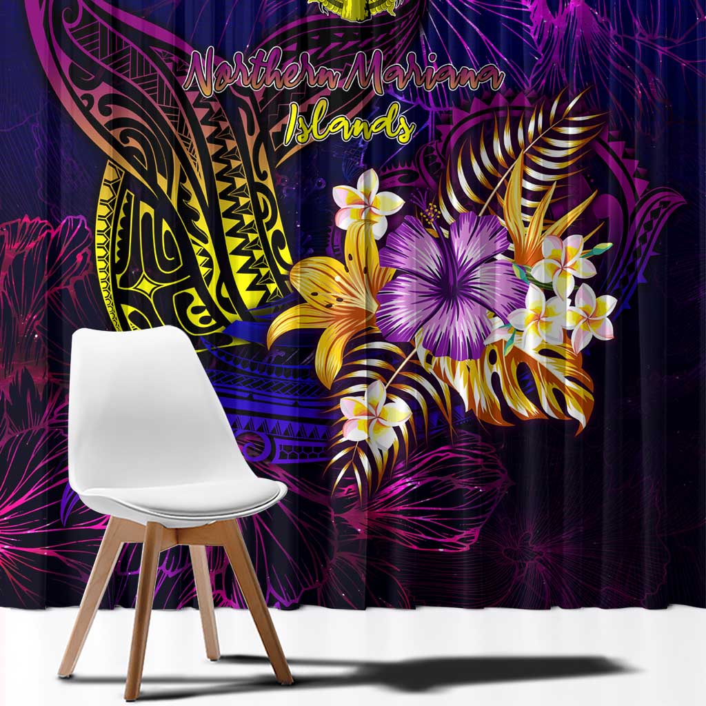 Northern Mariana Islands Window Curtain Whale Hibiscus Polynesian