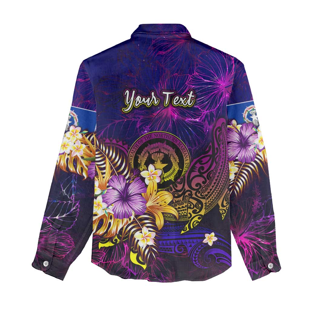 Northern Mariana Islands Women Casual Shirt Whale Hibiscus Polynesian