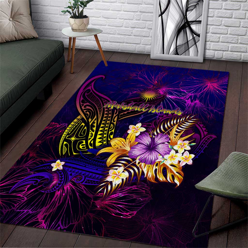 Marshall Islands Area Rug Whale Hibiscus Polynesian