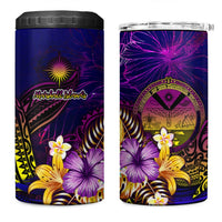 Marshall Islands 4 in 1 Can Cooler Tumbler Whale Hibiscus Polynesian
