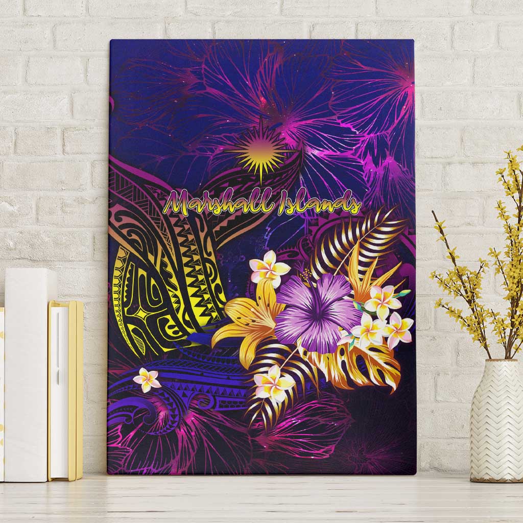 Marshall Islands Canvas Wall Art Whale Hibiscus Polynesian DT02 Without Frame Purple - Polynesian Pride