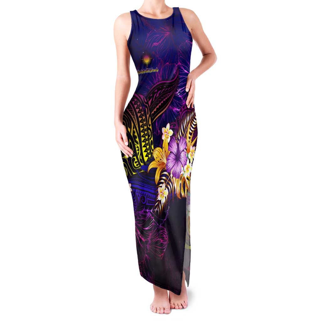 Marshall Islands Family Matching Tank Maxi Dress and Hawaiian Shirt Whale Hibiscus Polynesian
