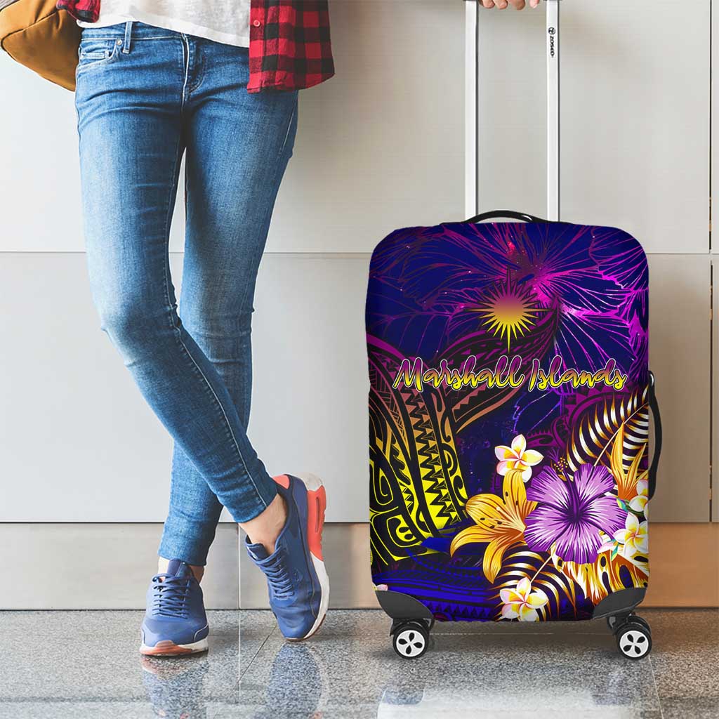 Marshall Islands Luggage Cover Whale Hibiscus Polynesian