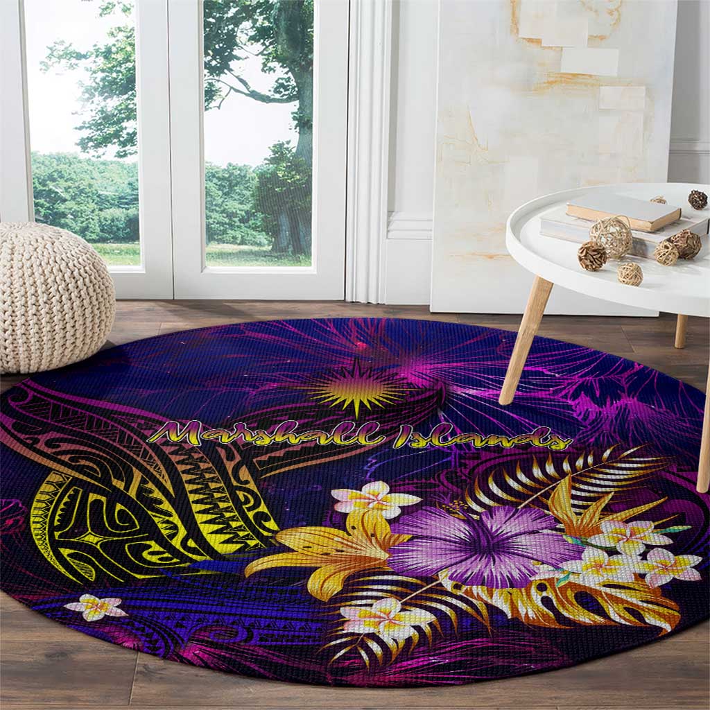 Marshall Islands Round Carpet Whale Hibiscus Polynesian