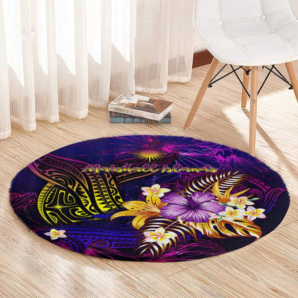 Marshall Islands Round Carpet Whale Hibiscus Polynesian