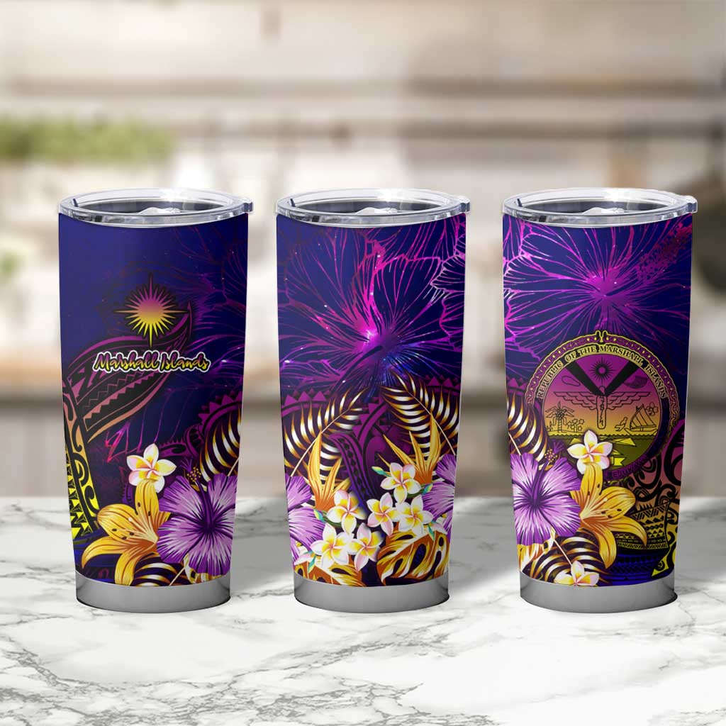 Marshall Islands Tumbler Cup Whale Hibiscus Polynesian