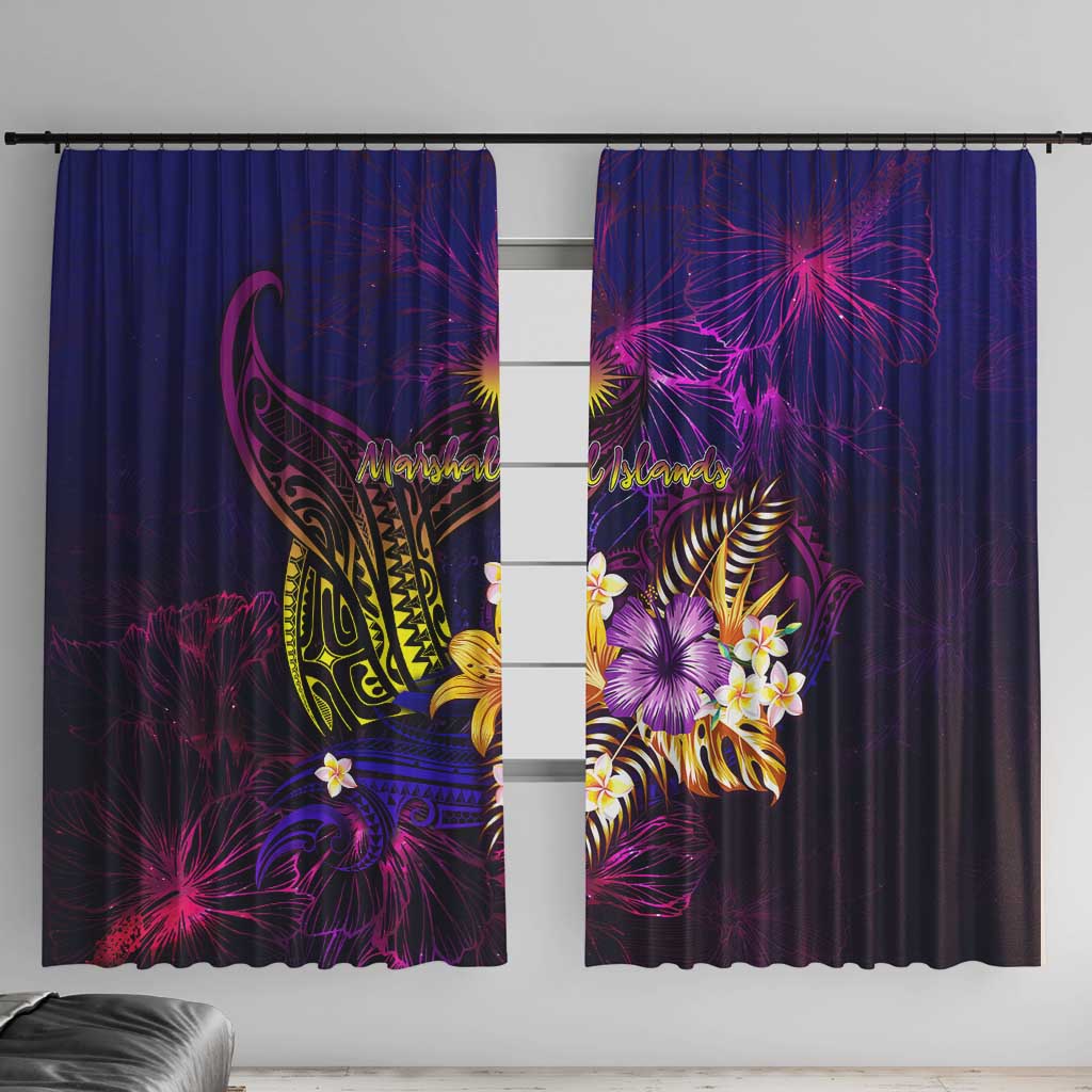 Marshall Islands Window Curtain Whale Hibiscus Polynesian DT02 With Hooks Purple - Polynesian Pride