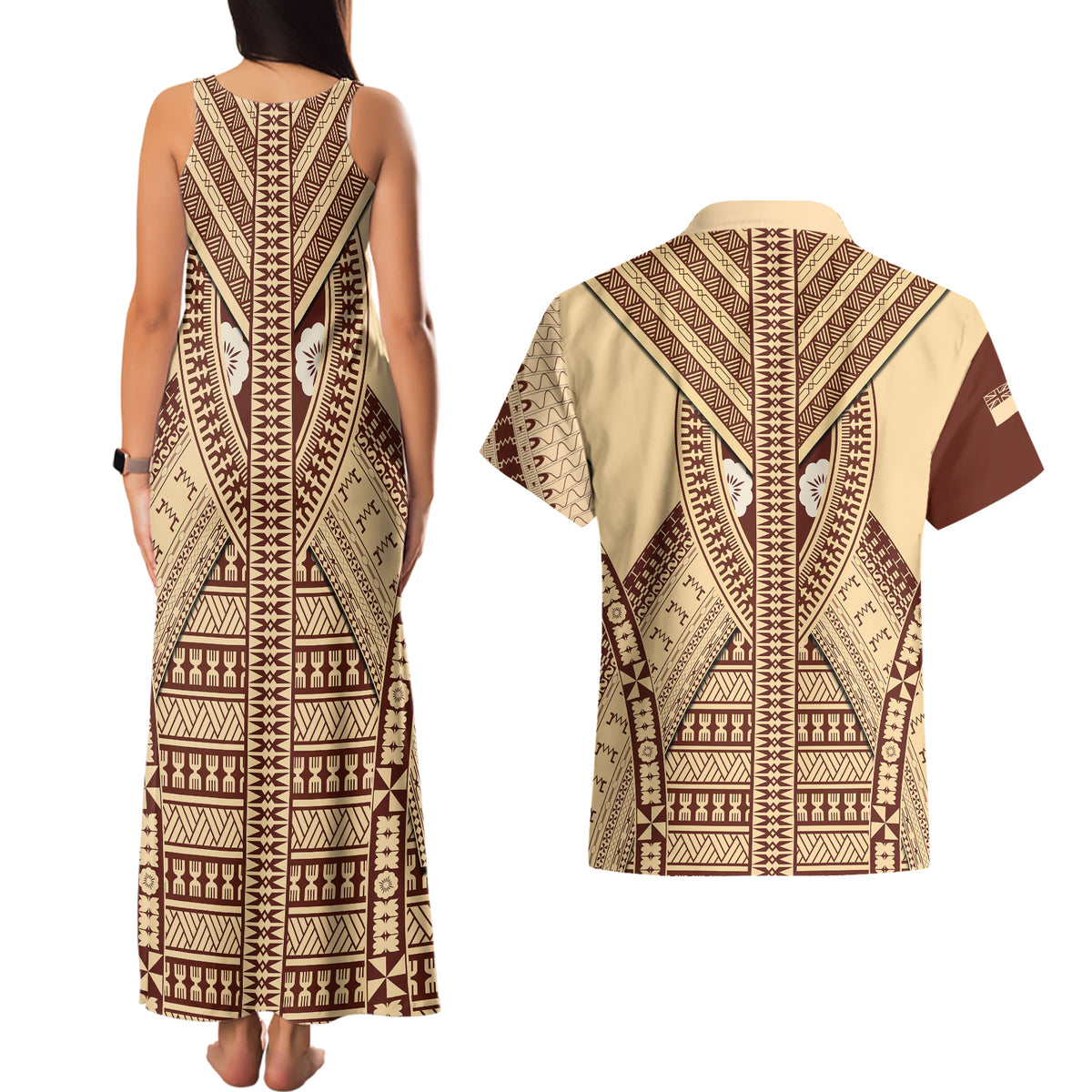 fiji-bula-couples-matching-tank-maxi-dress-and-hawaiian-shirt-tapa-pattern-design