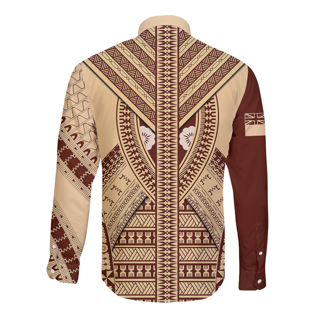 Fiji Bula Long Sleeve Button Shirt Tapa Pattern Design DT02 - Polynesian Pride