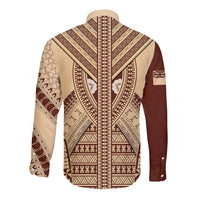 Fiji Bula Long Sleeve Button Shirt Tapa Pattern Design DT02 - Polynesian Pride