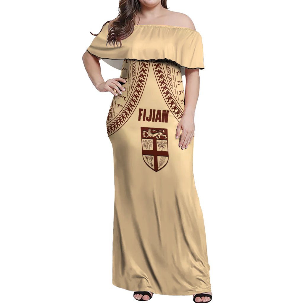 Fiji Bula Off Shoulder Maxi Dress Tapa Pattern Design DT02 - Polynesian  Pride
