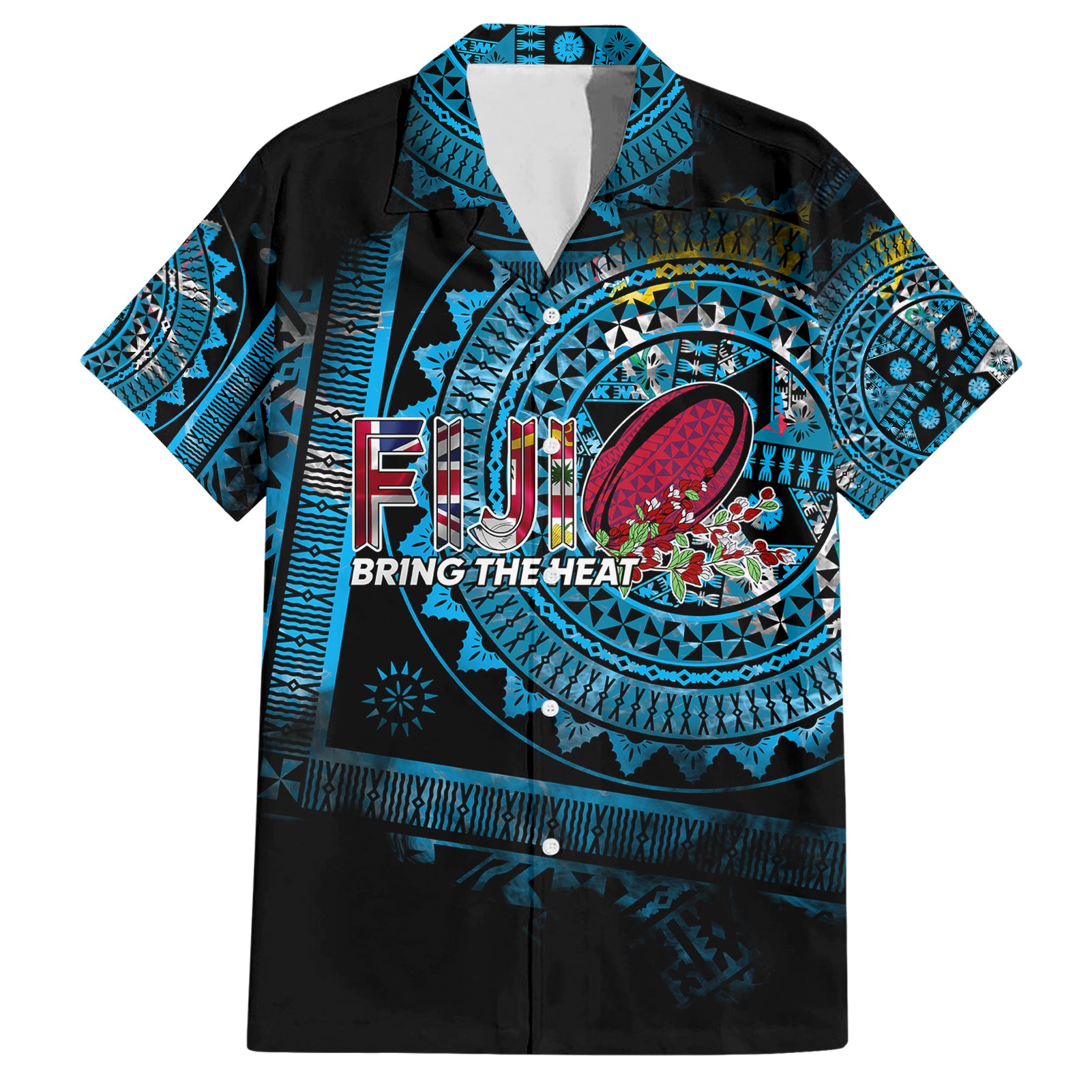 Fiji Rugby Hawaiian Shirt Bring The Heat DT02 Blue - Polynesian Pride