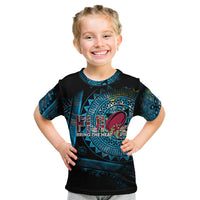 Fiji Rugby Kid T Shirt Bring The Heat DT02 Blue - Polynesian Pride