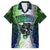 Personalised New Zealand Warriors Family Matching Off Shoulder Short Dress and Hawaiian Shirt Maori Silver Fern Green DT02 Dad's Shirt - Short Sleeve Green - Polynesian Pride