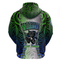 Personalised New Zealand Warriors Hoodie Maori Silver Fern Green DT02