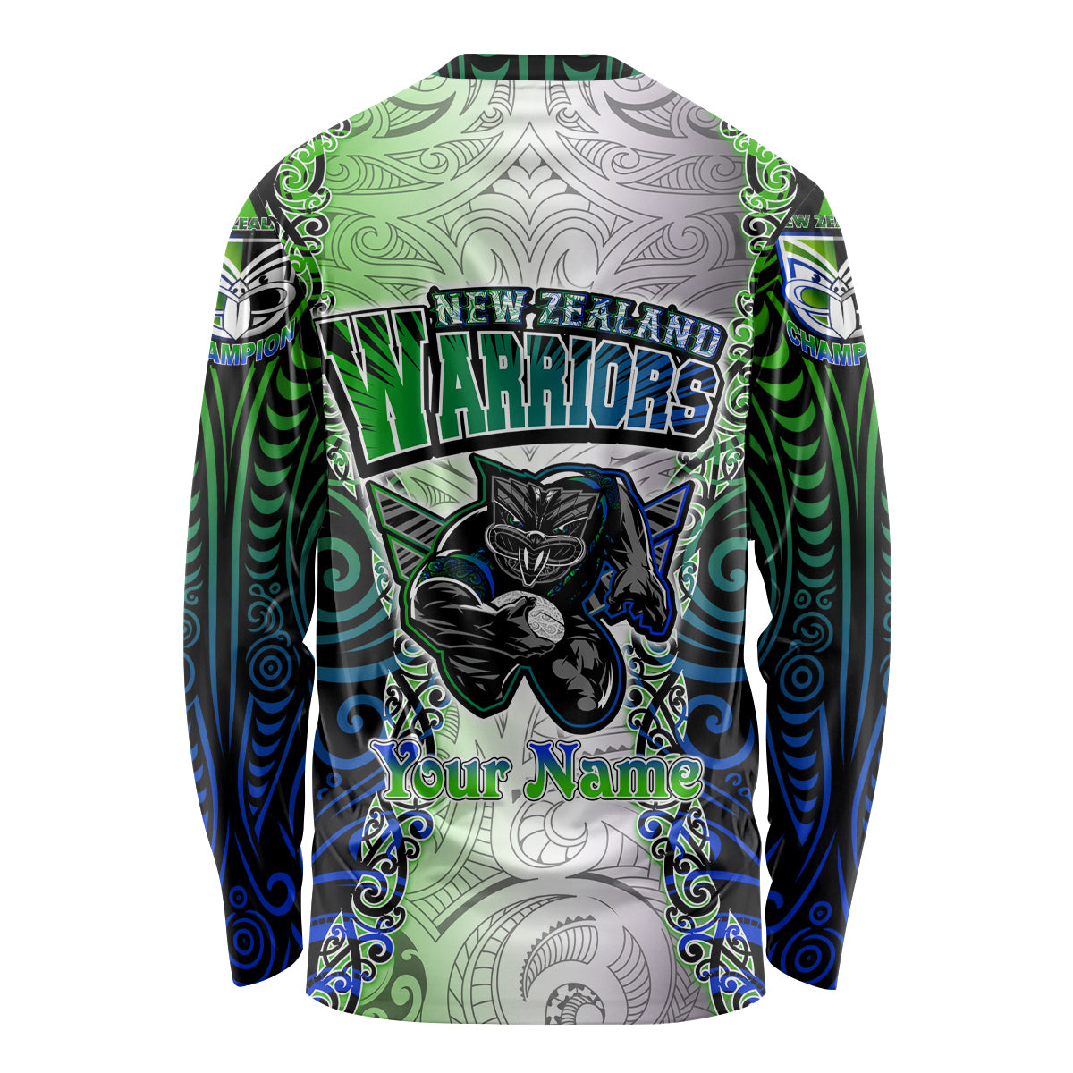 Personalised New Zealand Warriors Long Sleeve Shirt Maori Silver Fern Green DT02 - Polynesian Pride