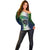 Personalised New Zealand Warriors Off Shoulder Sweater Maori Silver Fern Green DT02 - Polynesian Pride