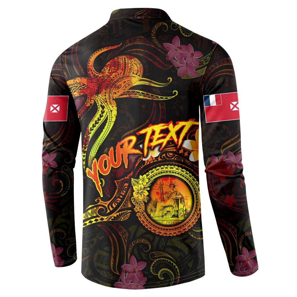 Wallis and Futuna Button Sweatshirt Octopus Plumeria Polynesian Tattoo