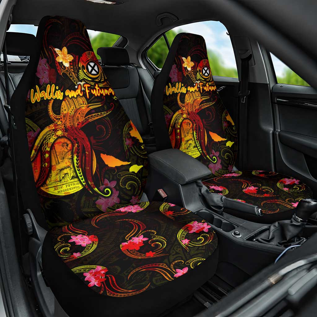 Wallis and Futuna Car Seat Cover Octopus Plumeria Polynesian Tattoo