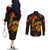 Wallis and Futuna Couples Matching Off The Shoulder Long Sleeve Dress and Long Sleeve Button Shirt Octopus Plumeria Polynesian Tattoo