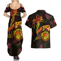 Wallis and Futuna Couples Matching Summer Maxi Dress and Hawaiian Shirt Octopus Plumeria Polynesian Tattoo