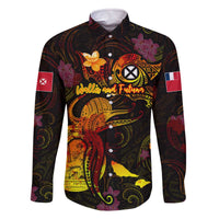 Wallis and Futuna Family Matching Off The Shoulder Long Sleeve Dress and Hawaiian Shirt Octopus Plumeria Polynesian Tattoo