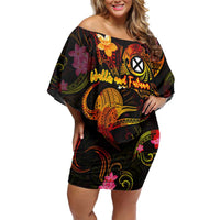 Wallis and Futuna Family Matching Off Shoulder Short Dress and Hawaiian Shirt Octopus Plumeria Polynesian Tattoo