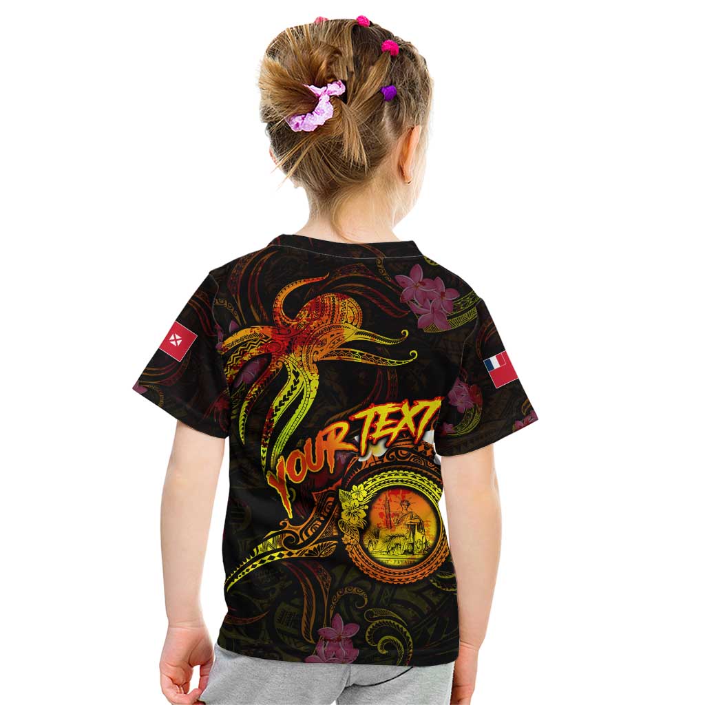 Wallis and Futuna Kid T Shirt Octopus Plumeria Polynesian Tattoo