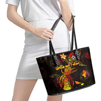 Wallis and Futuna Leather Tote Bag Octopus Plumeria Polynesian Tattoo