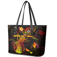 Wallis and Futuna Leather Tote Bag Octopus Plumeria Polynesian Tattoo