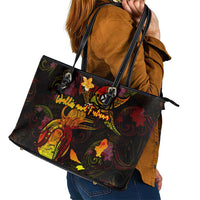 Wallis and Futuna Leather Tote Bag Octopus Plumeria Polynesian Tattoo