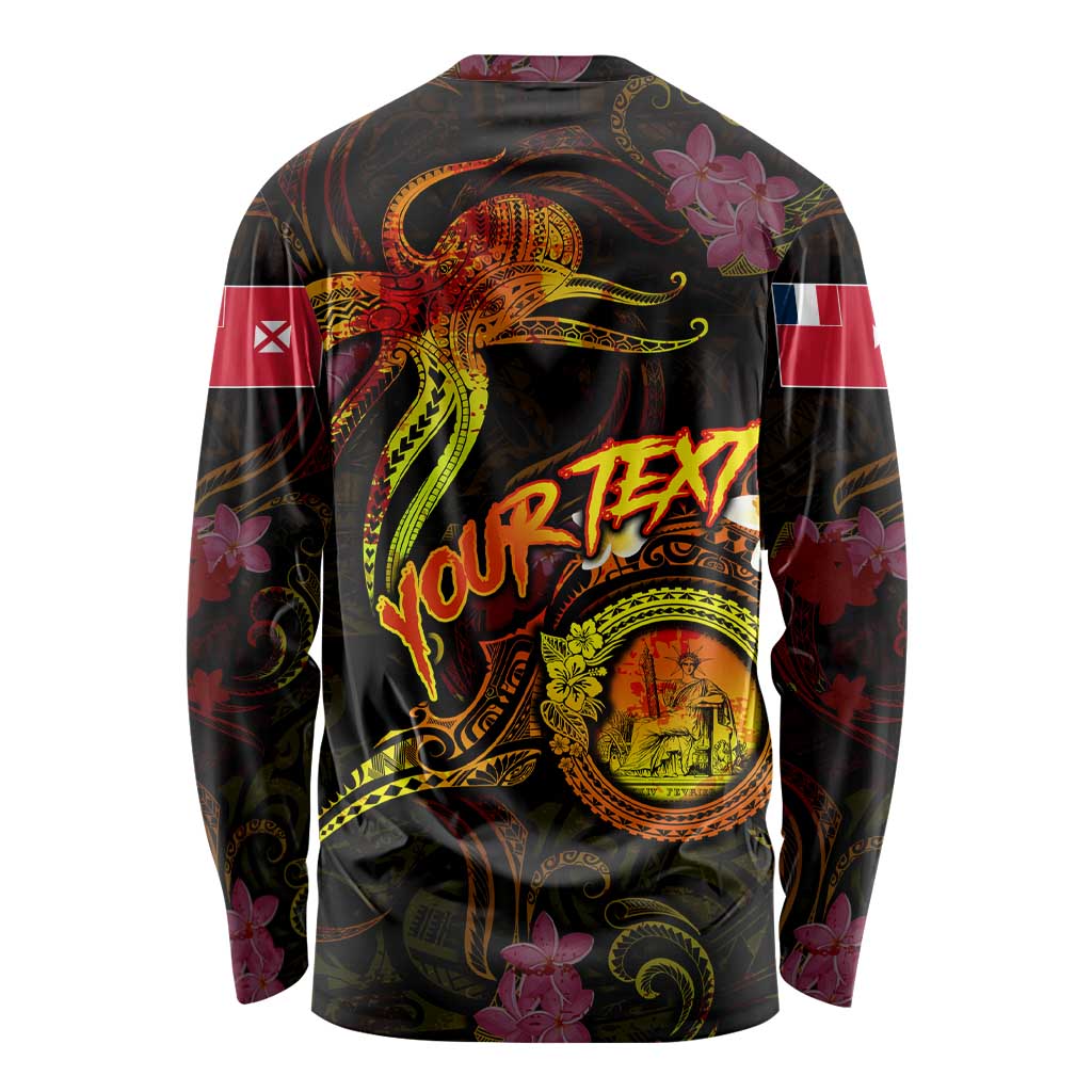 Wallis and Futuna Long Sleeve Shirt Octopus Plumeria Polynesian Tattoo