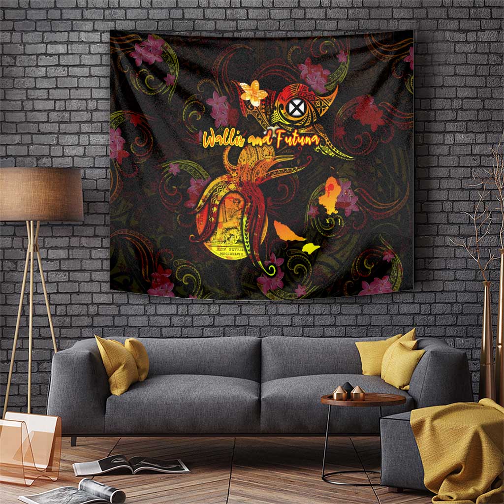 Wallis and Futuna Tapestry Octopus Plumeria Polynesian Tattoo DT02 Black - Polynesian Pride