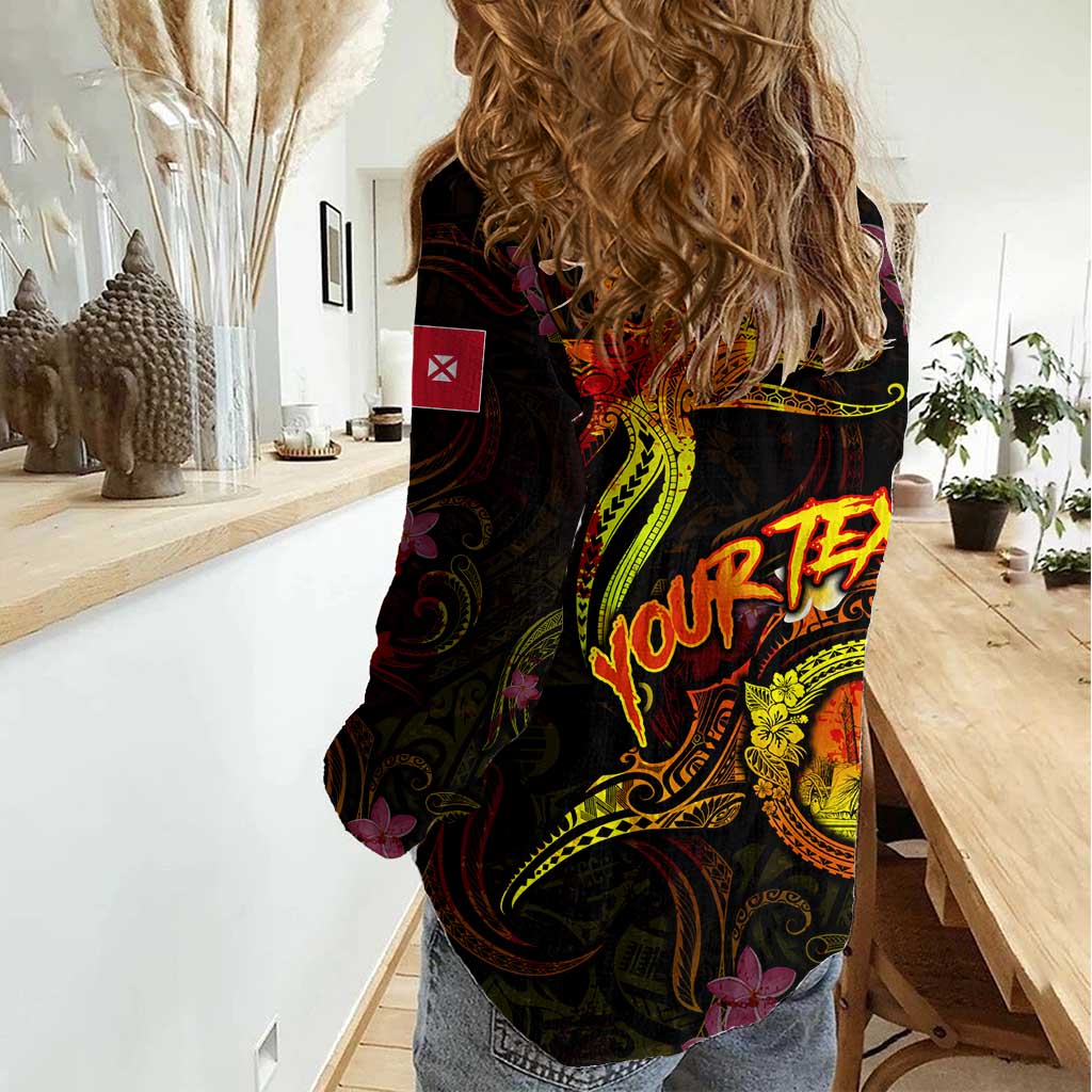 Wallis and Futuna Women Casual Shirt Octopus Plumeria Polynesian Tattoo